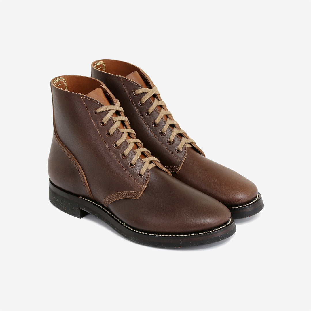 Skoob Infantry Service Boots Horween waxed flesh leather front view_2