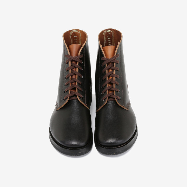 Skoob Infantry M-43 boots Horween waxed flesh leather black front view_2
