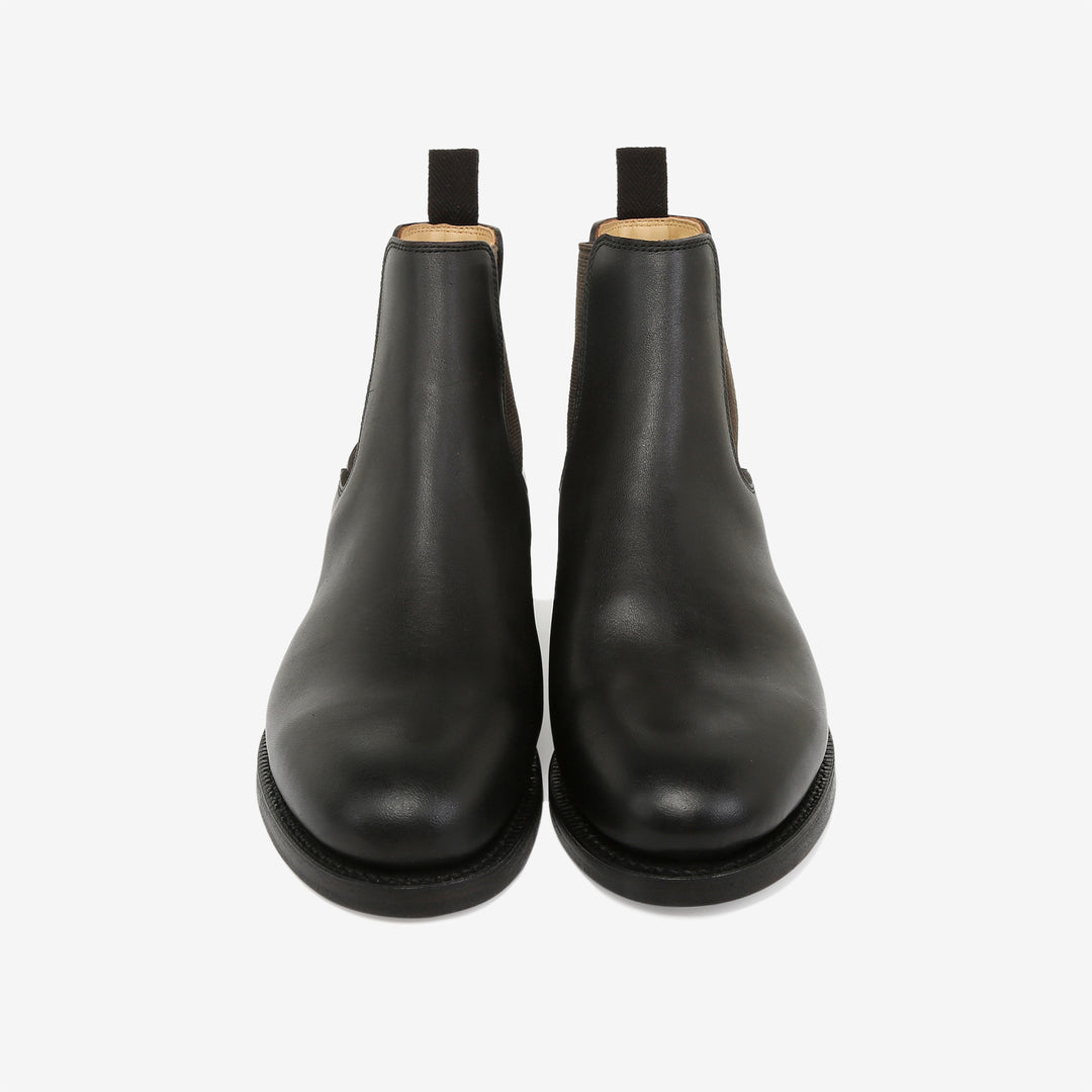 Moto Chelsea boots black horsebutt leather handmade Japan front view
