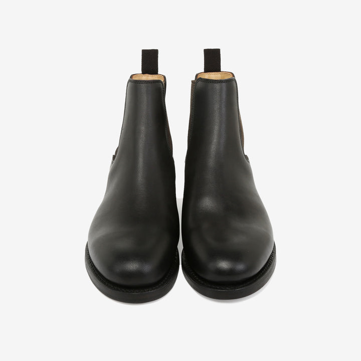 Moto Chelsea boots black horsebutt leather handmade Japan front view