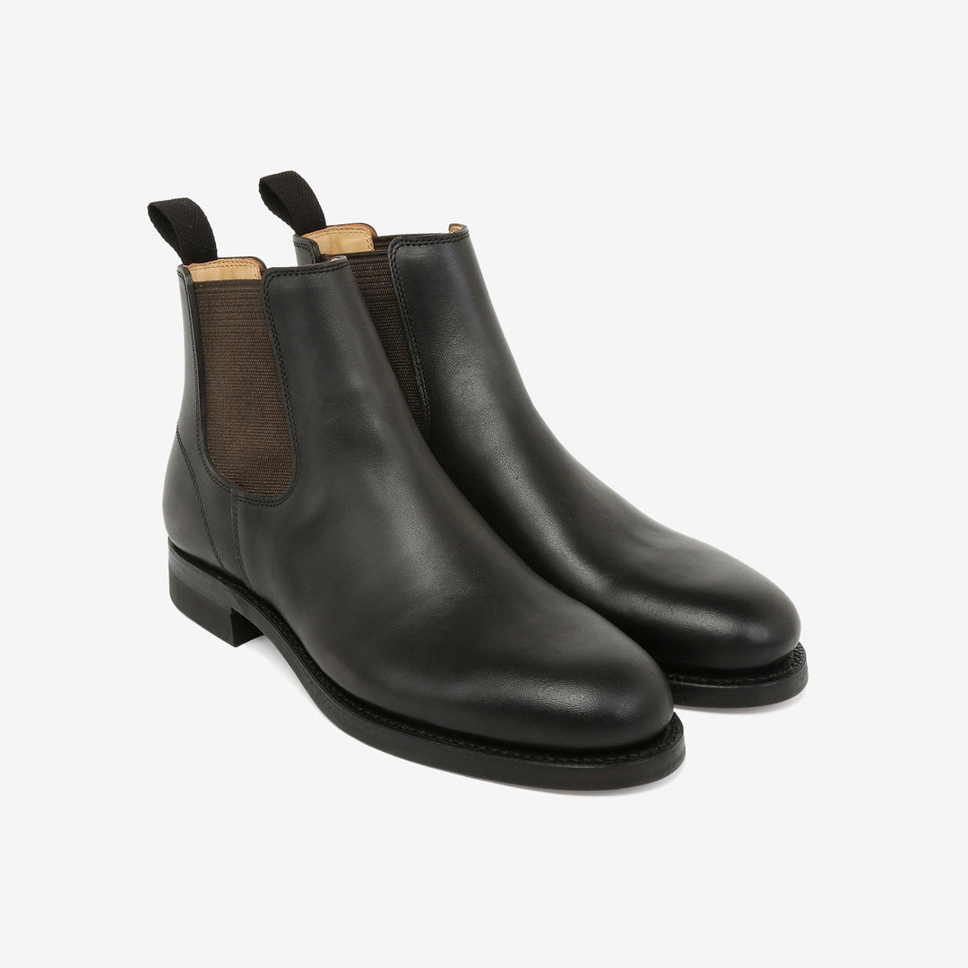 Moto Chelsea boots black horsebutt leather handmade Japan side view