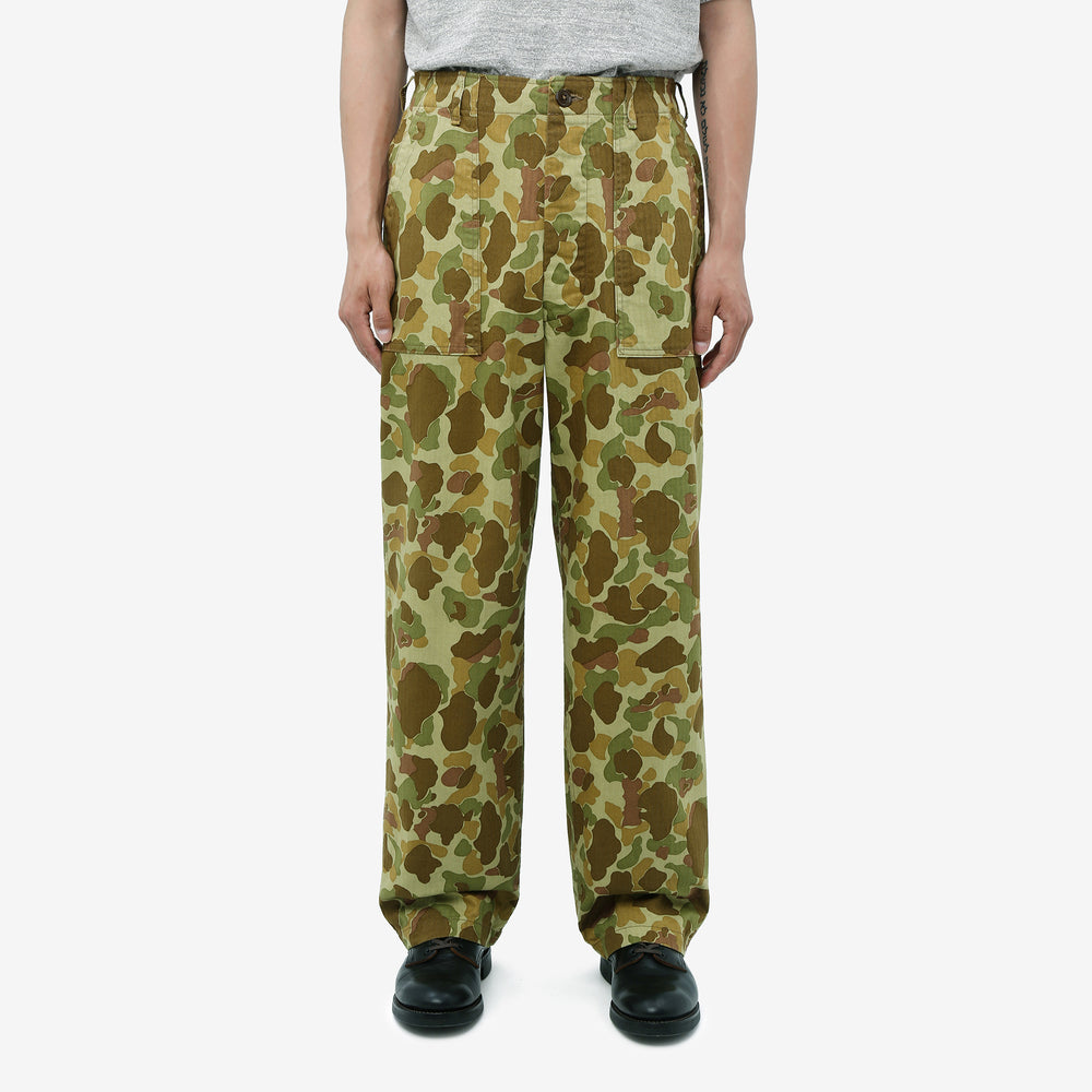 Boncoura Duck Hunter Camo US Army Baker Pants - Wide Straight Fit Front View Wear Image