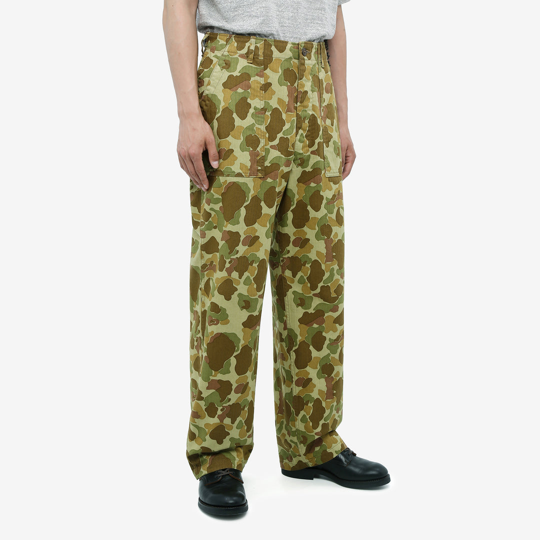 Boncoura Duck Hunter Camo US Army Baker Pants - Wide Straight Fit Made in Japan Side View Wear Image