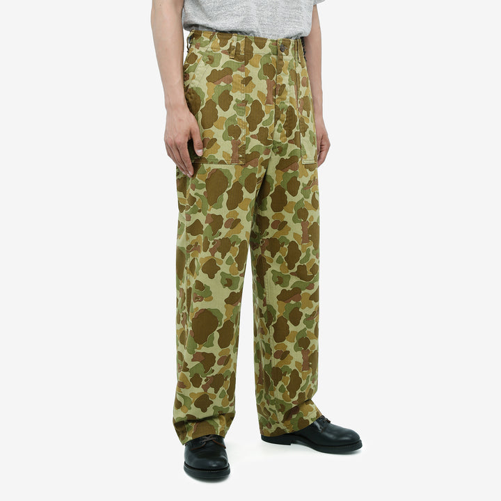Boncoura Duck Hunter Camo US Army Baker Pants - Wide Straight Fit Made in Japan Side View Wear Image