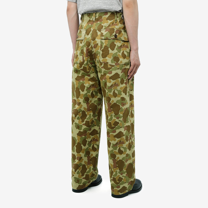 Boncoura Duck Hunter Camo US Army Baker Pants - Wide Straight Fit Made in Japan Back View Wear Image
