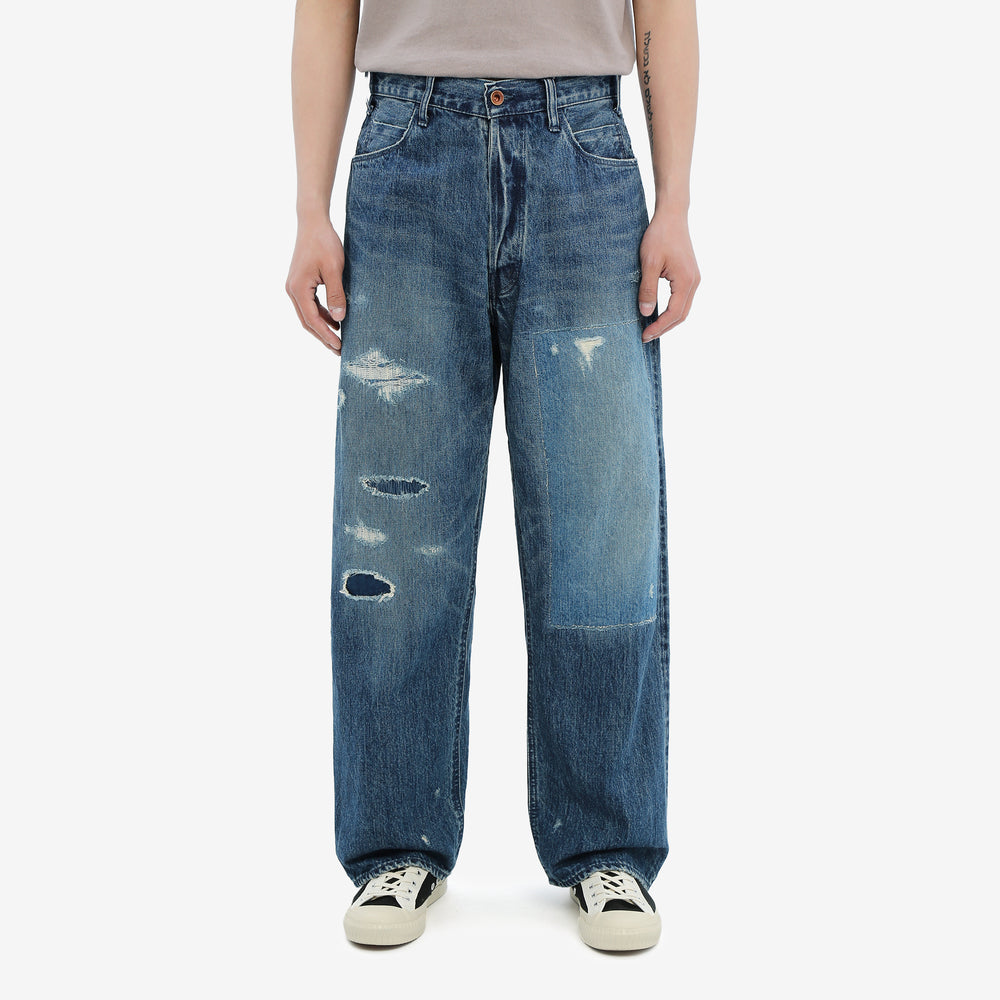 Bru Na Boinne 7777A Patchwork jeans wide tapered fit front view
