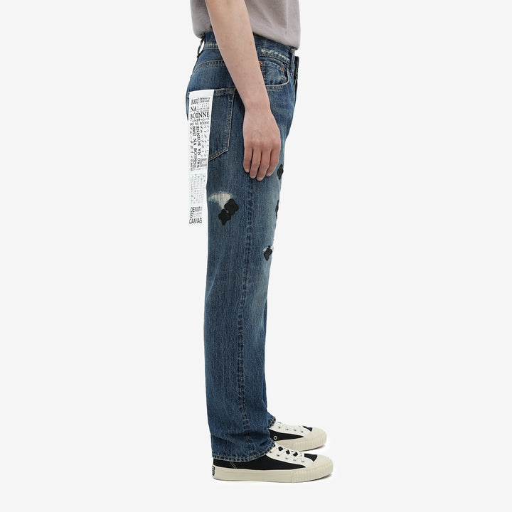 Brú na Bóinne 7772A 13.5oz Selvedge Denim - Midnight Flowers Vintage Wash Wear Image Side View