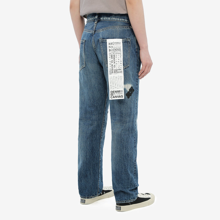Brú na Bóinne 7772A 13.5oz Selvedge Denim - Midnight Flowers Vintage Wash Wear Image Back Side View