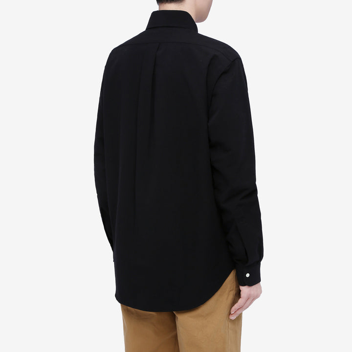 Wasew WSW-016 Schonherr loom button down oxford shirt made in Japan long sleeve cotton shirt wearing image back side view