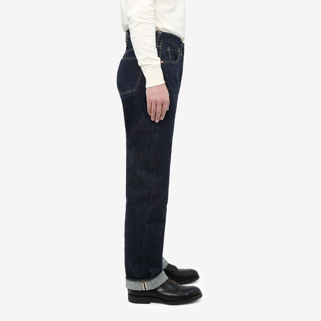 Boncoura 43XX WWII Natural Indigo Dyed Selvedge Denim 15th Anniversary Model Made in Japan side view wear image