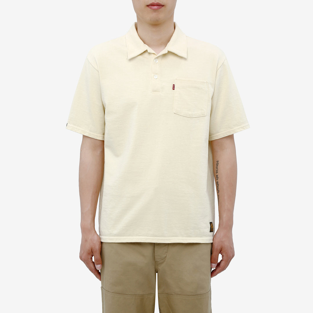 Deluxeware OCTS-00 12.5oz Loopwheeled Polo Shirt Made in Japan Ash Yellow Wear Image Front