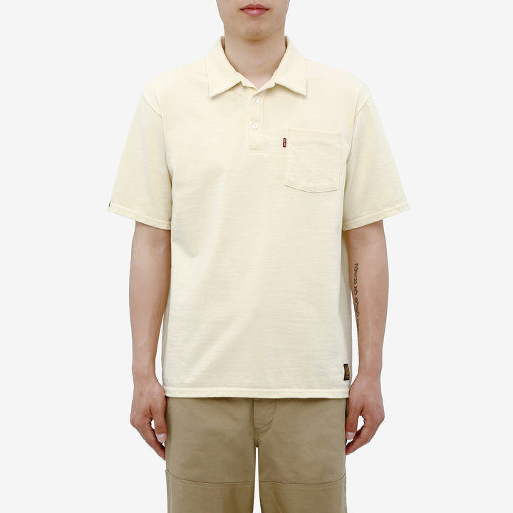 Deluxeware OCTS-00 12.5oz Loopwheeled Polo Shirt Made in Japan Ash Yellow Wear Image Front