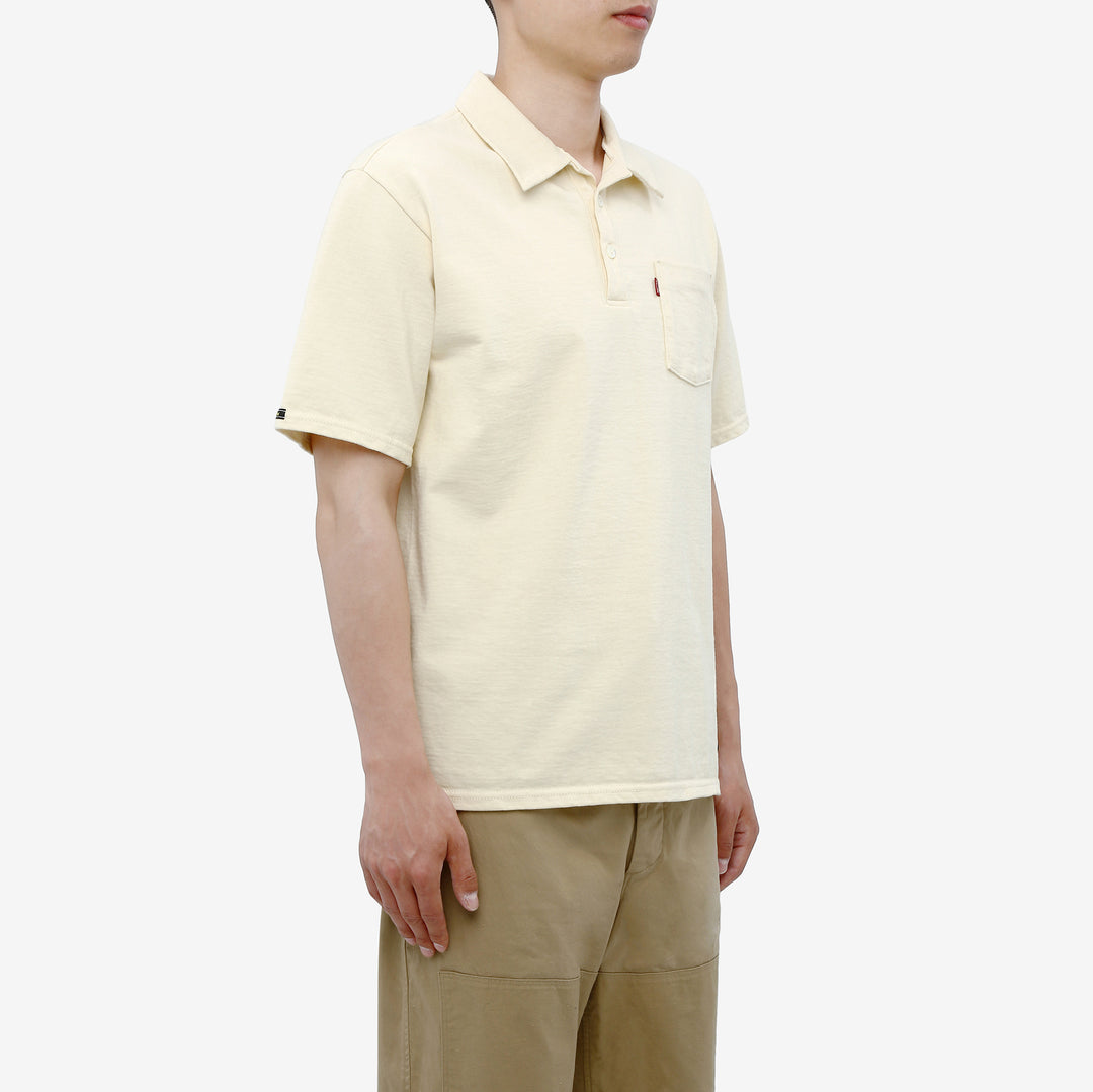 Deluxeware OCTS-00 12.5oz Loopwheeled Polo Shirt Made in Japan Ash Yellow Wear Image Side