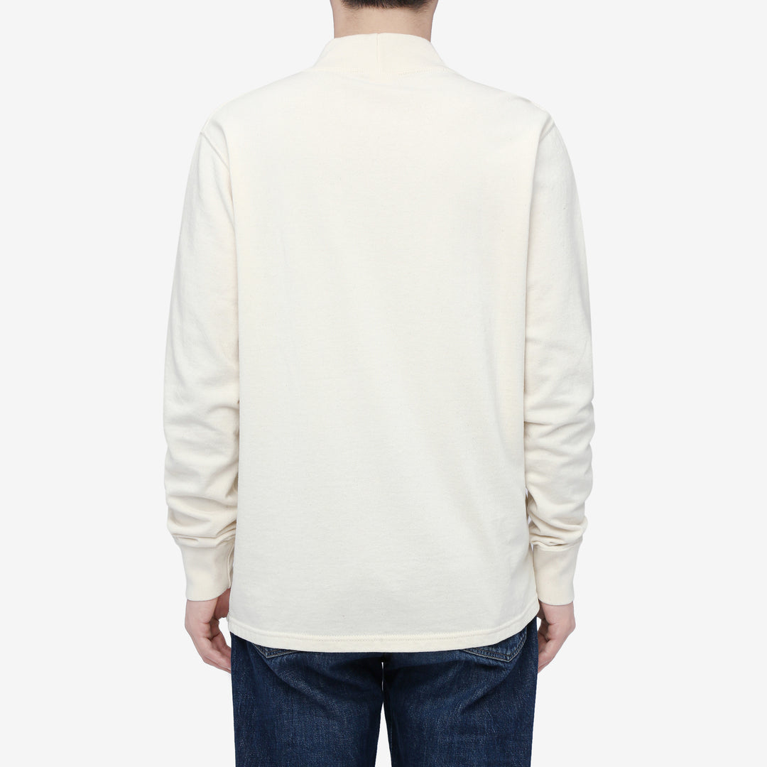 Deluxeware M300 “Azuma-Knit” Lightweight Mock Neck Sweatshirt Made in Japan Natural Wear Image Back View