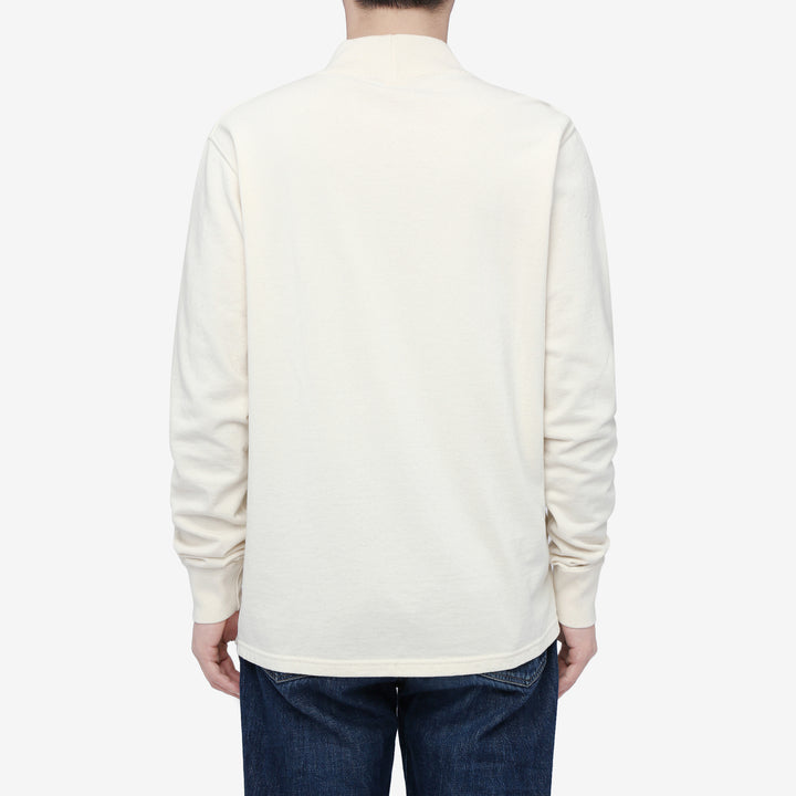 Deluxeware M300 “Azuma-Knit” Lightweight Mock Neck Sweatshirt Made in Japan Natural Wear Image Back View