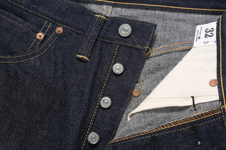 Warehouse & Co. Lot 1001XX1000XX DSB 1947 Model 13.5oz Selvedge Denim Jeans Made in Japan Button Close Up