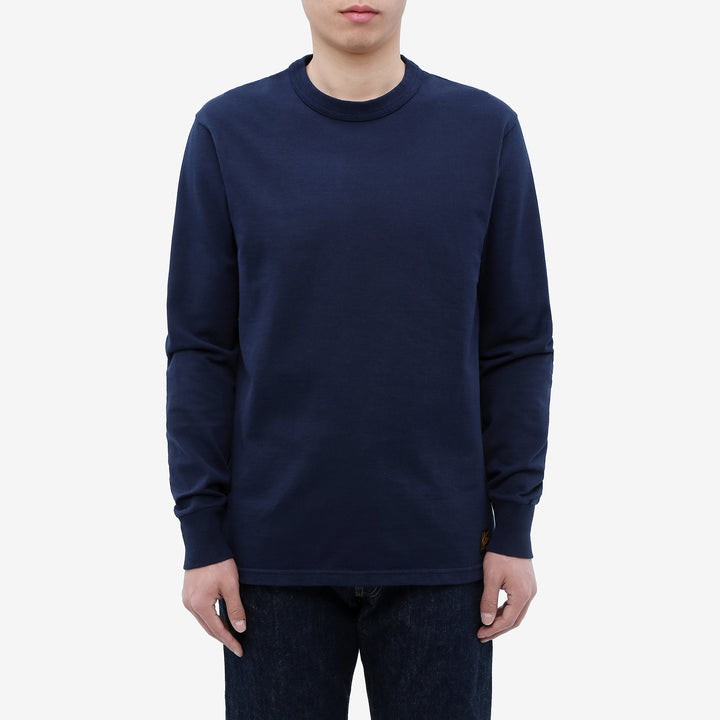 Deluxeware SDTL-00 10.5oz loopwheeled long sleeve t-shirt made in Japan heavyweight crew neck blue