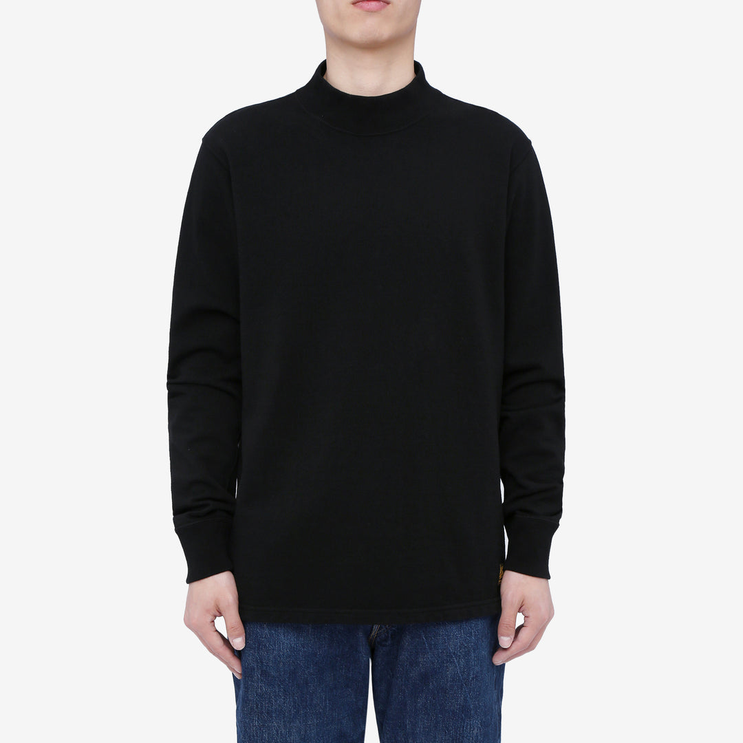 Deluxeware M300 “Azuma-Knit” Lightweight Mock Neck Sweatshirt Made in Japan Wear Image Black