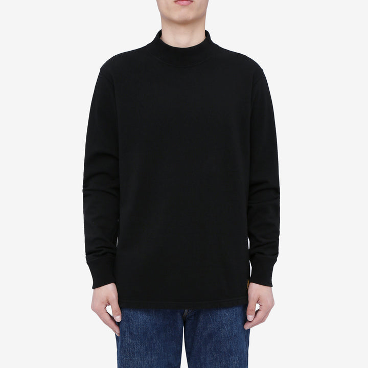 Deluxeware M300 “Azuma-Knit” Lightweight Mock Neck Sweatshirt Made in Japan Wear Image Black