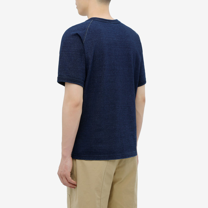 Pure Blue Japan 5411-ID Heavyweight Indigo Slub Jersey T-Shirt Raglan Sleeve Made in Japan Wear Image Side 