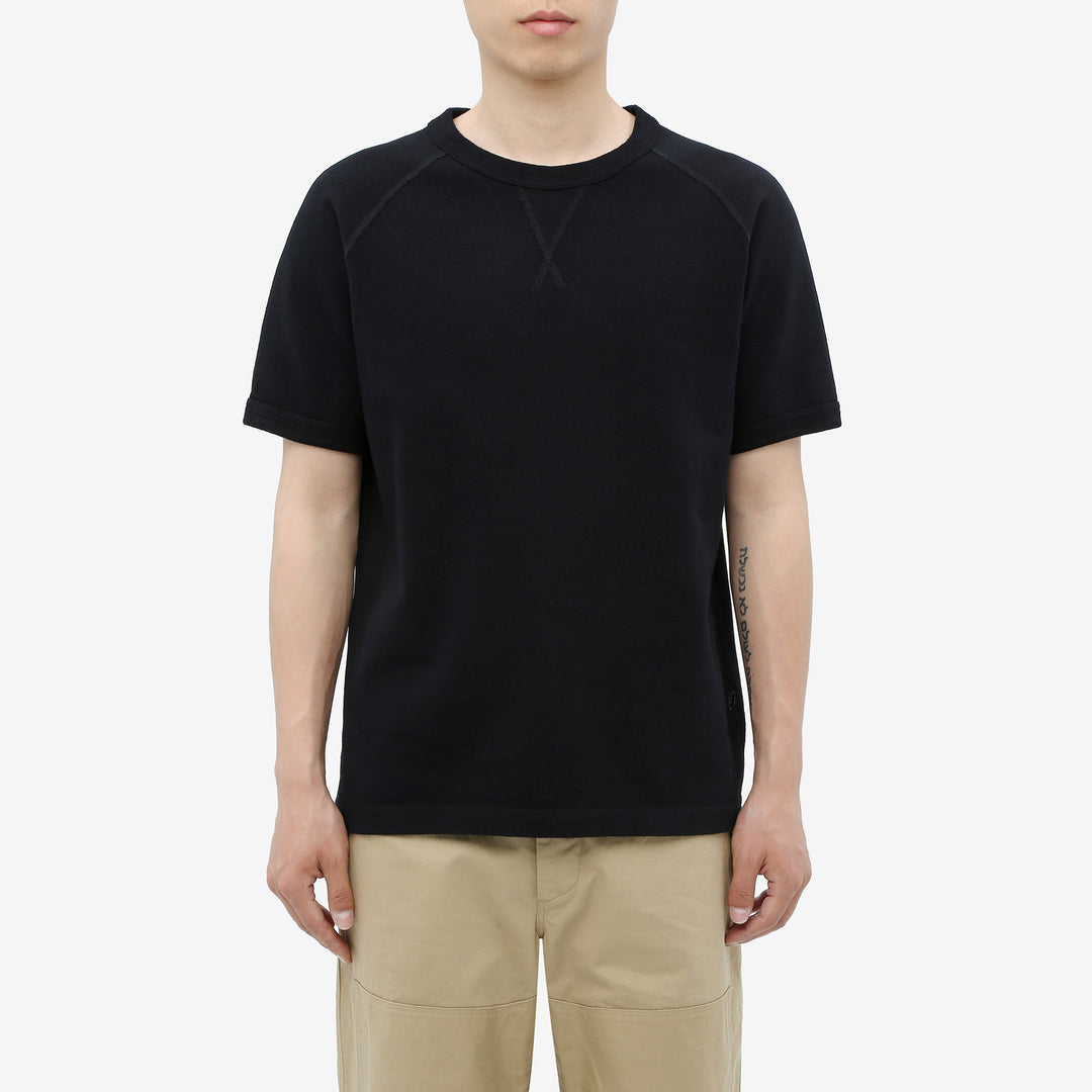 Pure Blue Japan 5411-IDBK Heavyweight Indigo + Black Slub Jersey T-Shirt Raglan Sleeve Made in Japan Wear Image Front