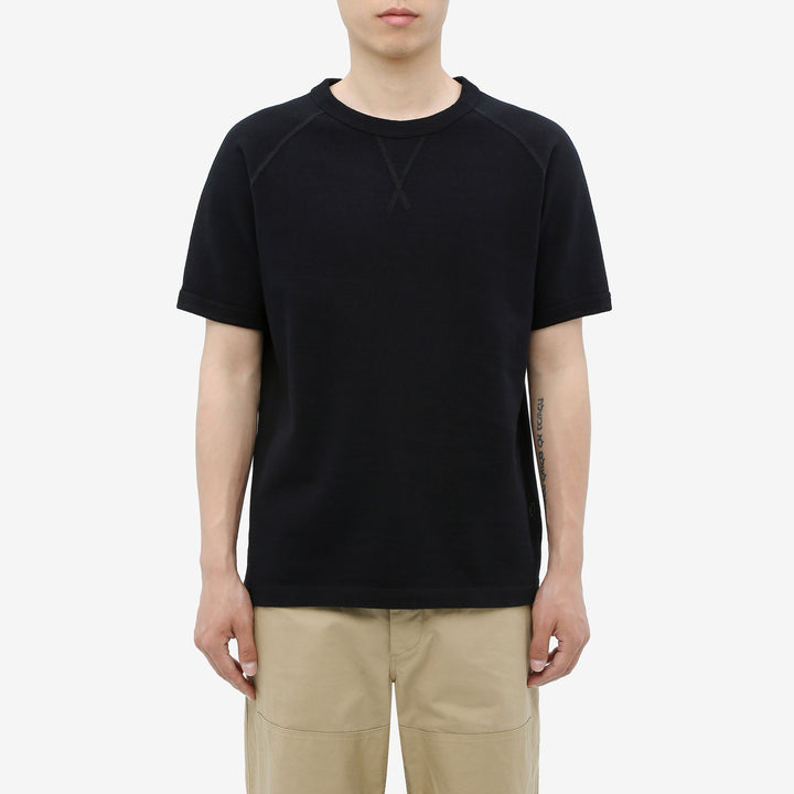 Pure Blue Japan 5411-IDBK Heavyweight Indigo + Black Slub Jersey T-Shirt Raglan Sleeve Made in Japan Wear Image Front