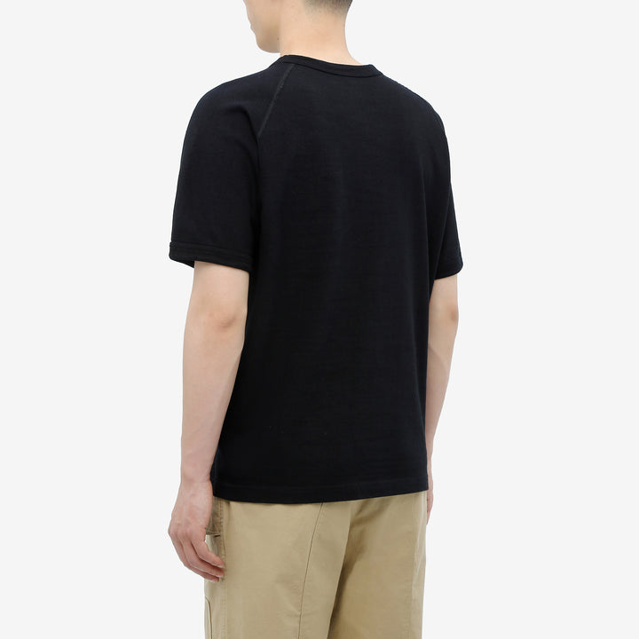 Pure Blue Japan 5411-IDBK Heavyweight Indigo + Black Slub Jersey T-Shirt Raglan Sleeve Made in Japan Wear Image Side View