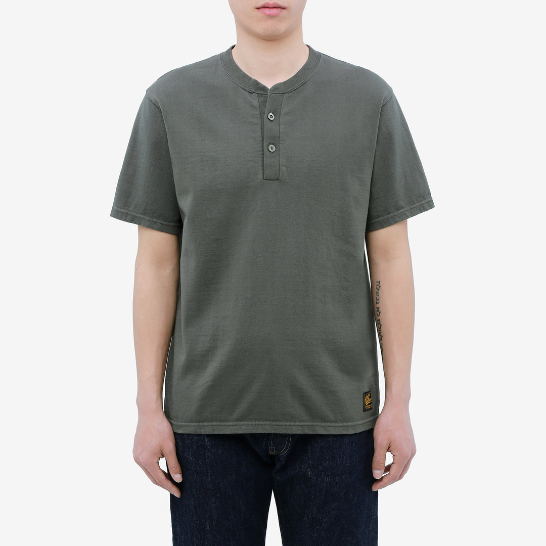 Deluxeware SDHT-00 10.5oz loopwheeled henley t-shirt made in Japan heavyweight green grey