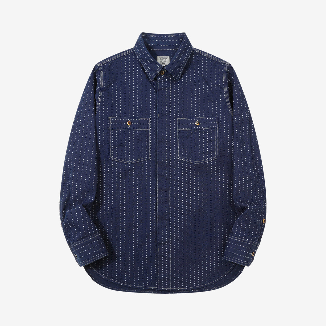 DALEE’S & CO. Signal Savvy Indigo Wabash Work Shirt – Front View