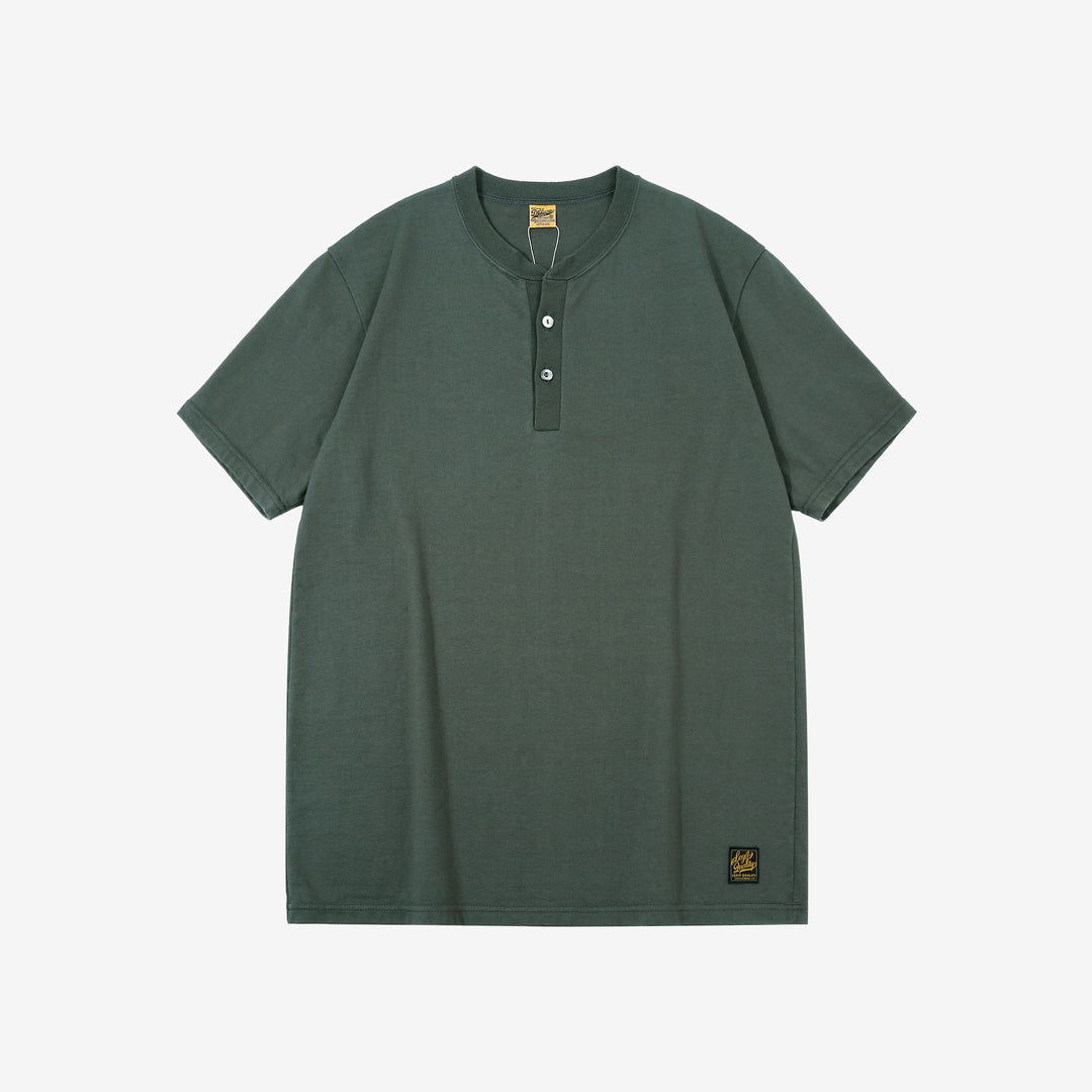 Deluxeware SDHT-00 10.5oz loopwheeled henley t-shirt made in Japan heavyweight green grey