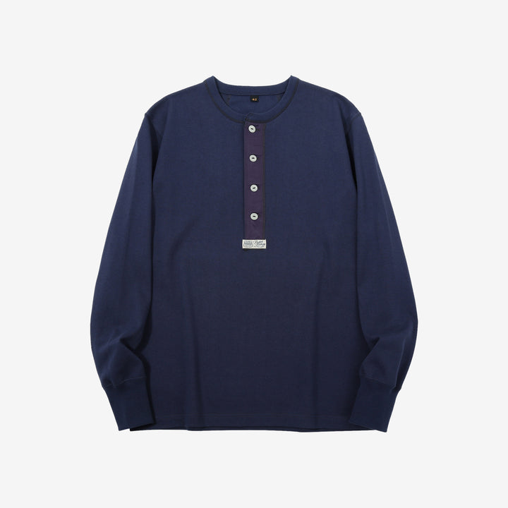 Freewheelers 2535004 Heavyweight Henley Shirt in Dry Navy – Front View