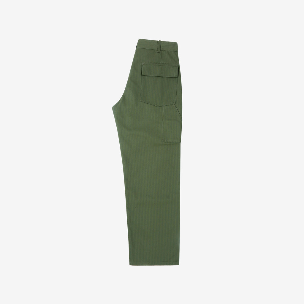 WASEW WSW-25A-011 herringbone twill mechanic pants sage green made in Japan straight fit work pants full view