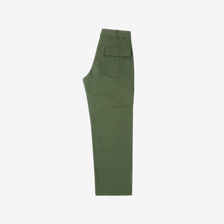 WASEW WSW-25A-011 herringbone twill mechanic pants sage green made in Japan straight fit work pants full view
