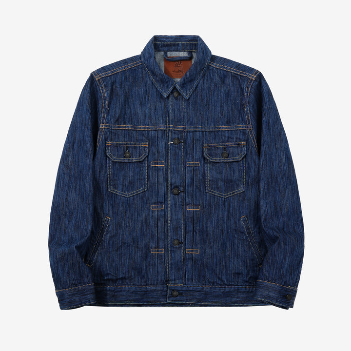 Pure Blue Japan 6225-L 14.5oz Waterfall Denim Type 2 Jacket - Light Indigo Front View