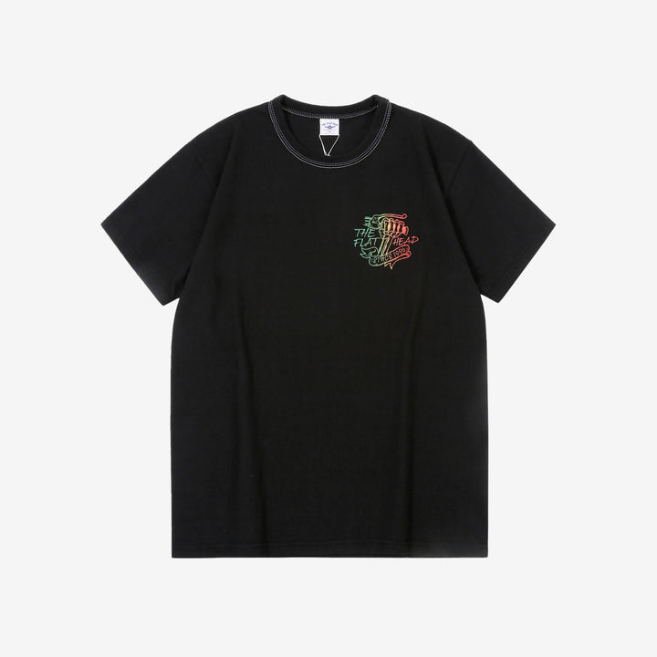 The Flat Head FN-THC-053 chopper gradation print T-shirt black front view