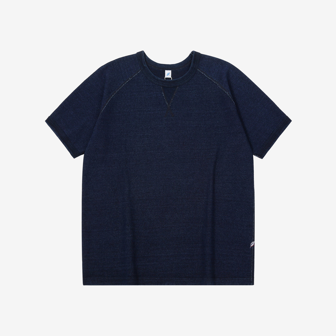 Pure Blue Japan 5411-ID Heavyweight Indigo Slub Jersey T-Shirt Raglan Sleeve Made in Japan Front
