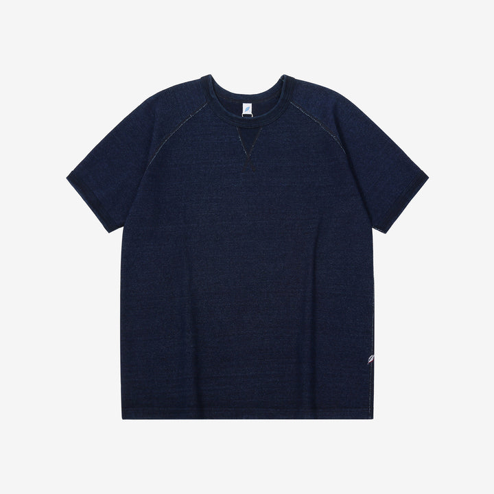 Pure Blue Japan 5411-ID Heavyweight Indigo Slub Jersey T-Shirt Raglan Sleeve Made in Japan Front
