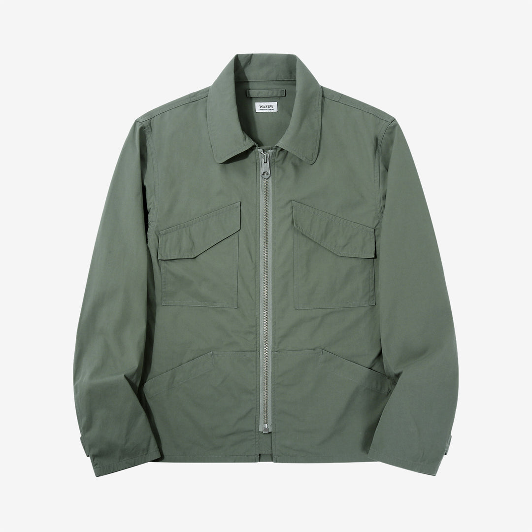 Wasew WSW-26S-001 CWU-7/W Cotton Nylon Flight Jacket - Sage Green | Made in Japan | Front View