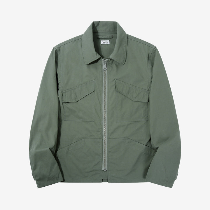 Wasew WSW-26S-001 CWU-7/W Cotton Nylon Flight Jacket - Sage Green | Made in Japan | Front View