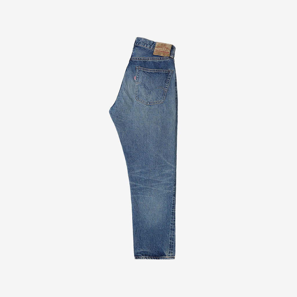 Warehouse 1105 2nd hand selvedge denim jeans vintage wash light indigo tapered fit made in Japan full view
