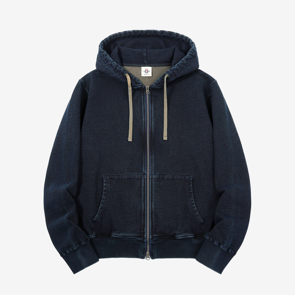 Samurai Jeans SIS25-102 14.5oz Indigo Full-Zip Hoodie - Kakishibu Overdyed Front