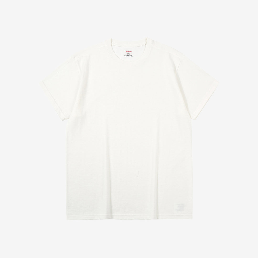 WASEW WSW-001-20 6.2oz Loopwheeled Pack T-Shirt in crew neck, made from custom loopwheeled jersey in Wakayama Japan front view