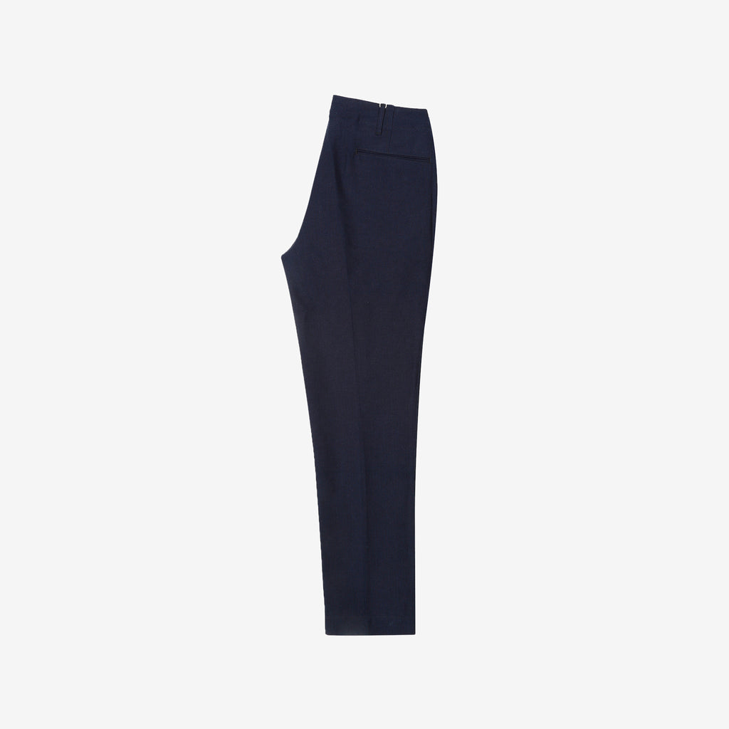 Boncoura 41 indigo herringbone trousers full view