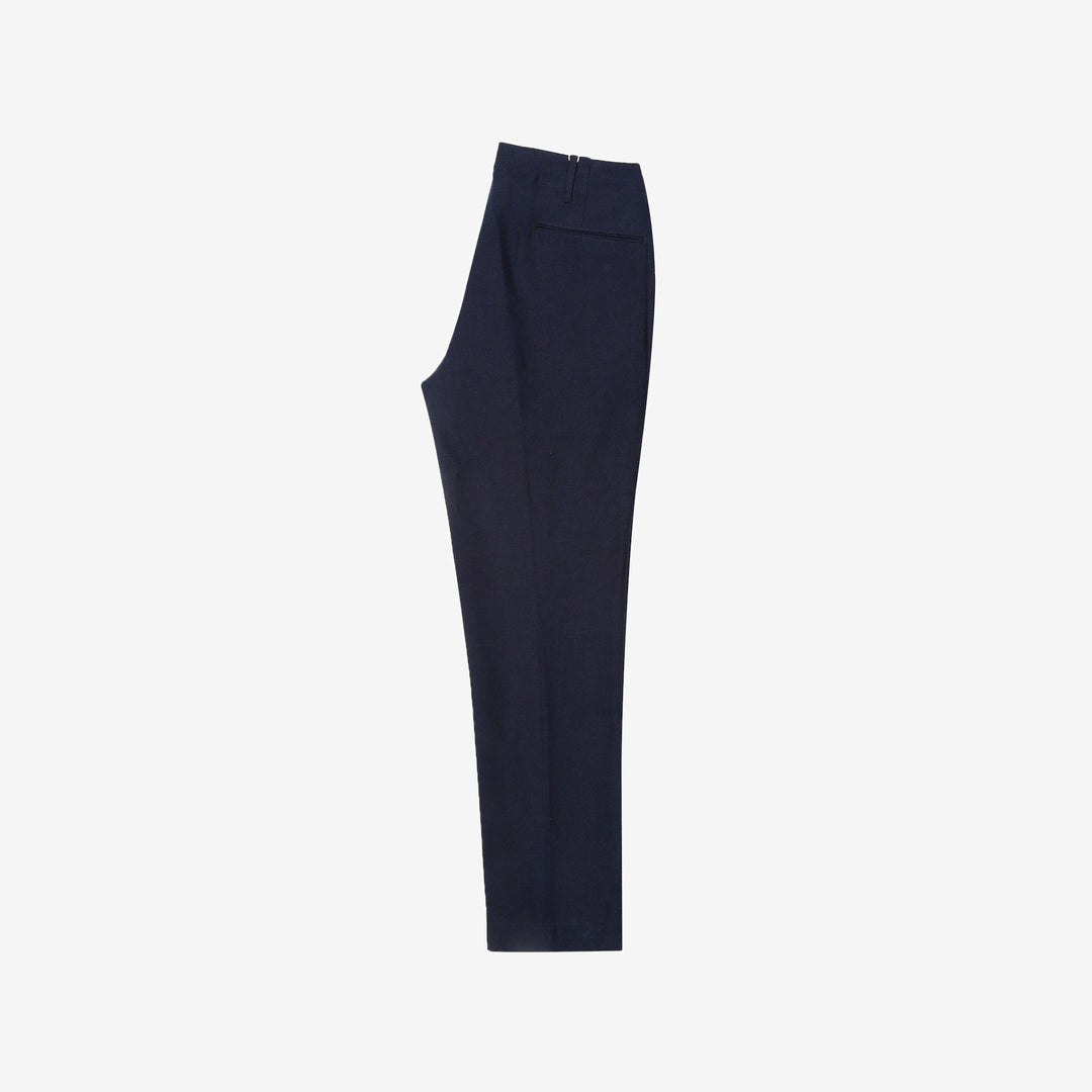 Boncoura 41 indigo herringbone trousers full view