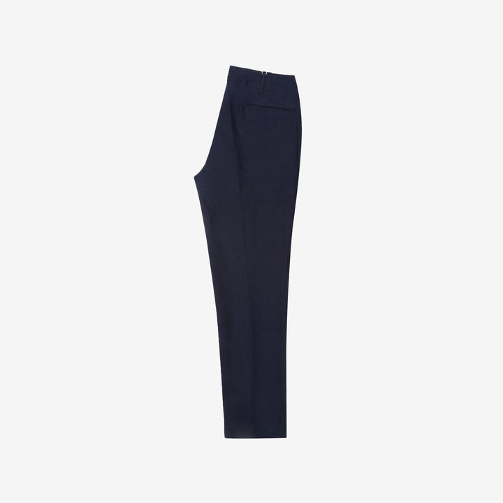 Boncoura 41 indigo herringbone trousers full view