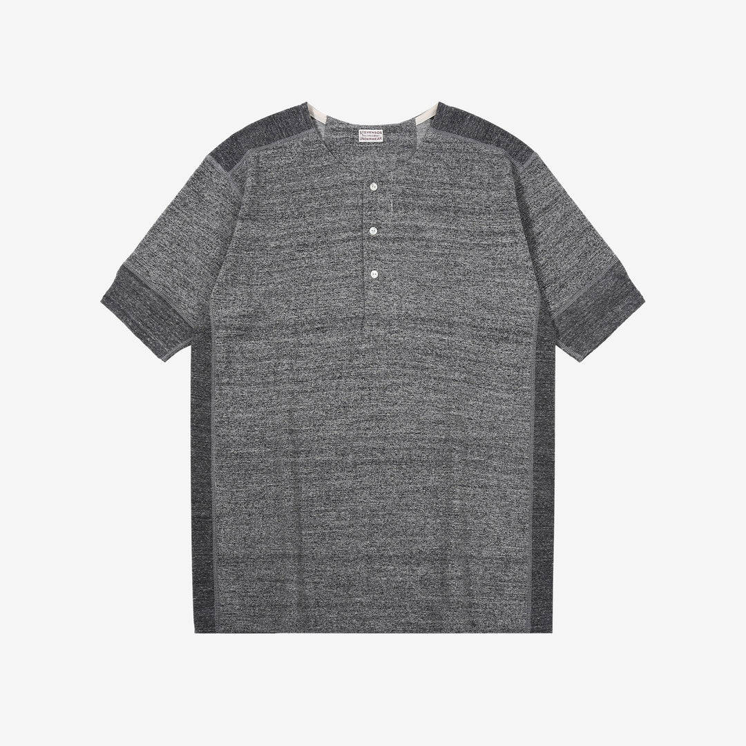 Stevenson Overall Co. SH Side Flex Loopwheeled Henley Neck T-Shirt Heather Gray Made In Japan front