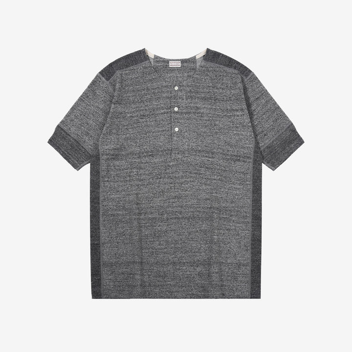 Stevenson Overall Co. SH Side Flex Loopwheeled Henley Neck T-Shirt Heather Gray Made In Japan front