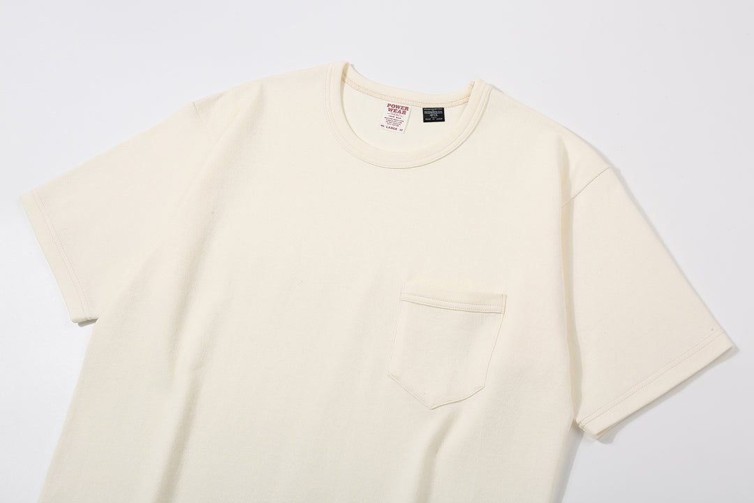 Freewheelers 2625009 Heavyweight Solid Pocket T-Shirt in Straw Cream – Binder Neck Detail