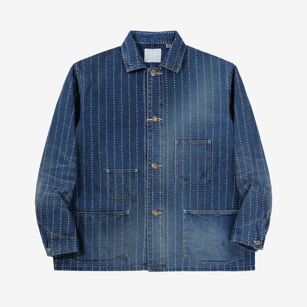 Fullcount 2051HW indigo wabash chore jacket used wash workwear denim jacket Japan front