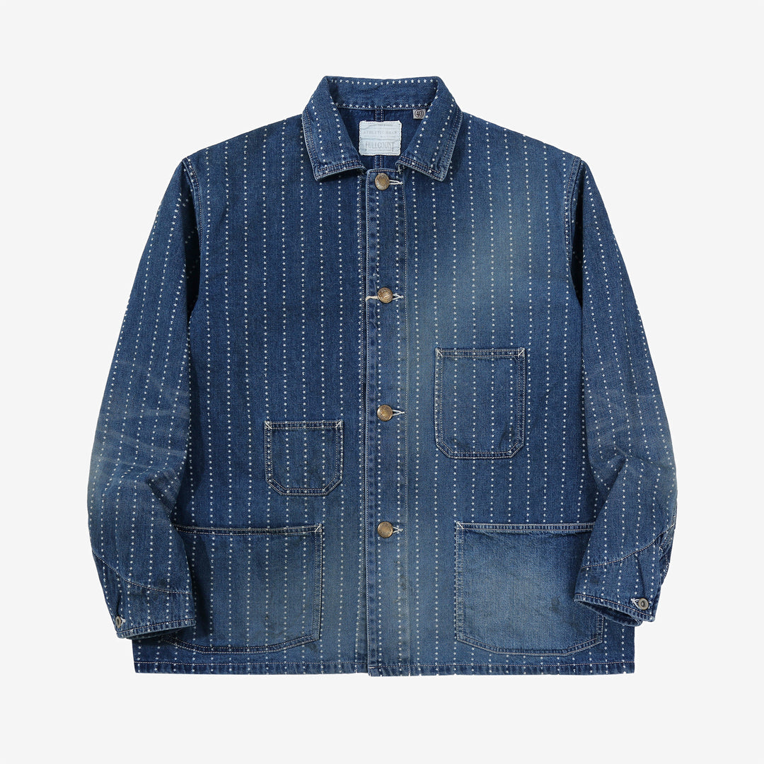 Fullcount 2051HW indigo wabash chore jacket used wash workwear denim jacket Japan front